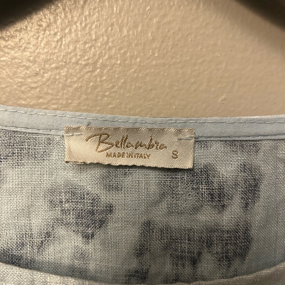 Bellambra shirt - 100% linen blue tie dye short sleeve boxy cut - Picture 5 of 9